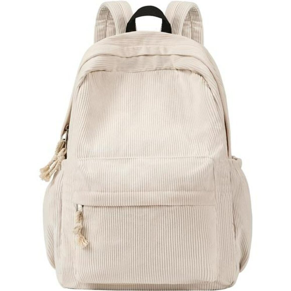 Corduroy school backpack with pins laptop bag for teen girls women travel bookba